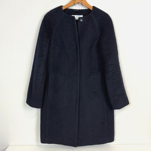 Boden Navy Wool Mohair Mid-Length Coat 2 - Picture 1 of 9